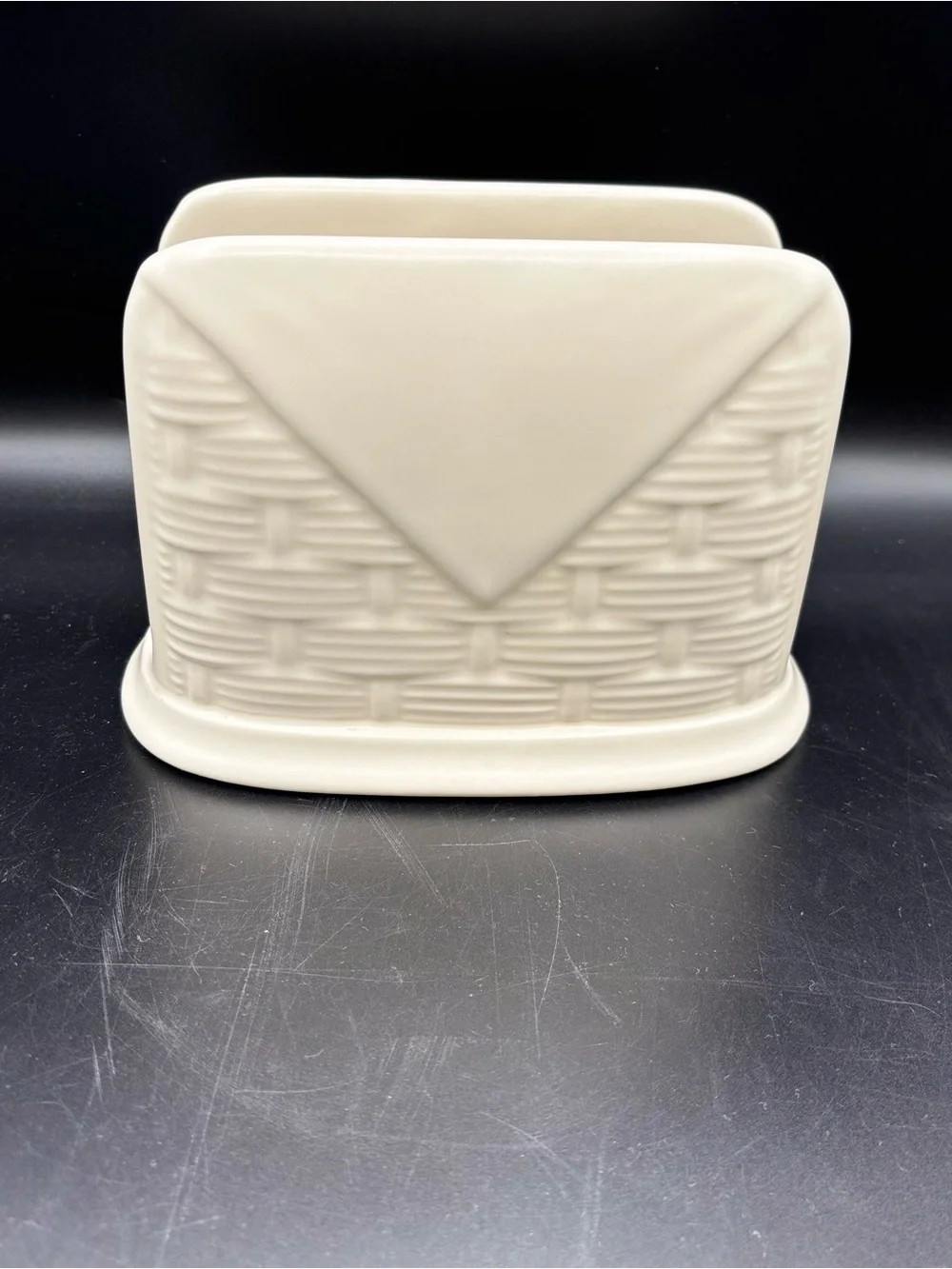 Vintage Pfaltzgraff Poetry Glossy Basketweave Napkin Holder Discontinued